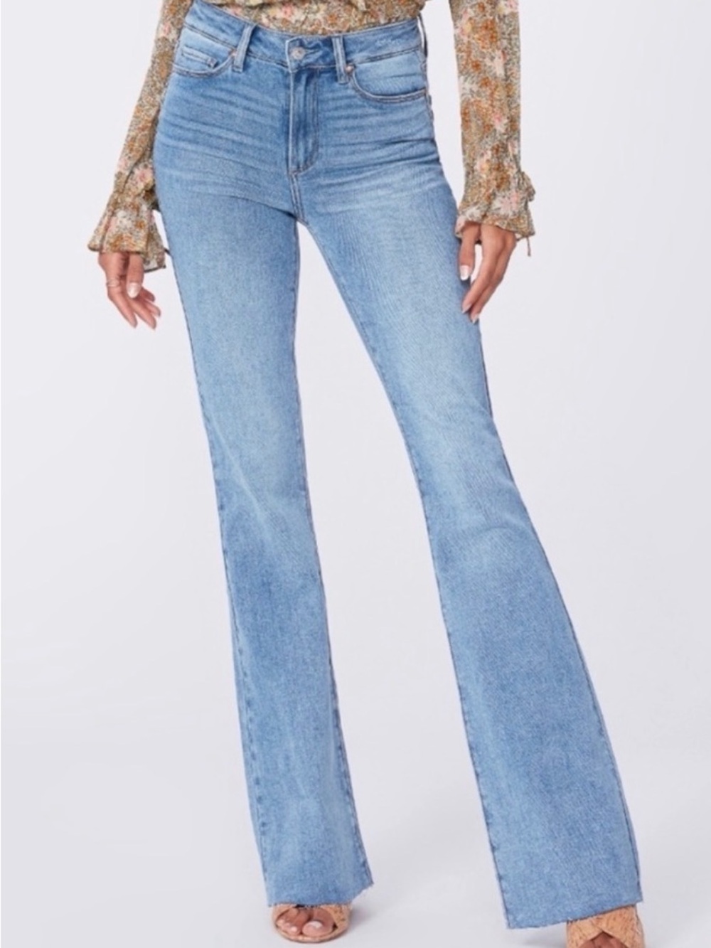 Paige Women's High Rise Laurel Canyon Marienne Flare Raw Hem Jeans size 27